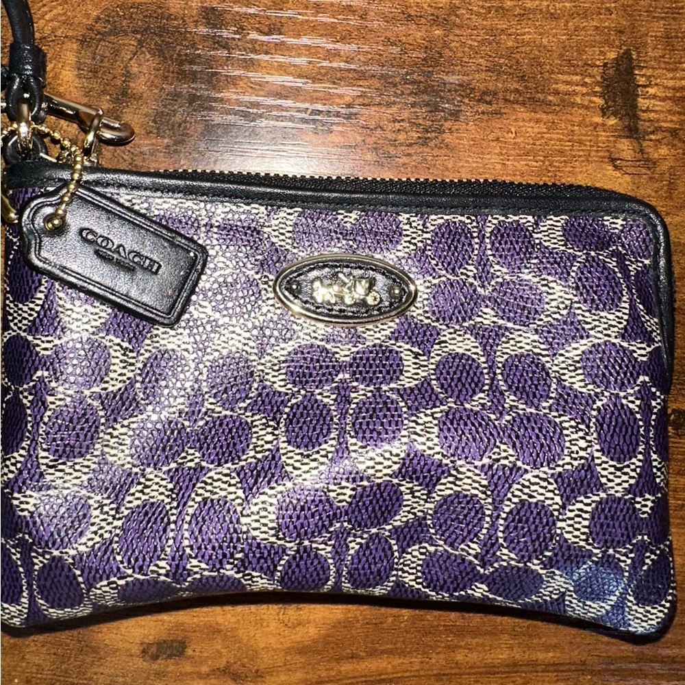 Coach Purple Clutch with Signature Monogram
